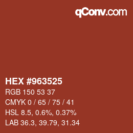 Farbcode: HEX #963525 | qconv.com