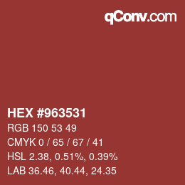Color code: HEX #963531 | qconv.com