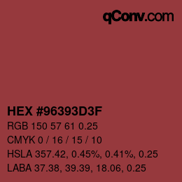 Code couleur: HEX #96393D3F | qconv.com