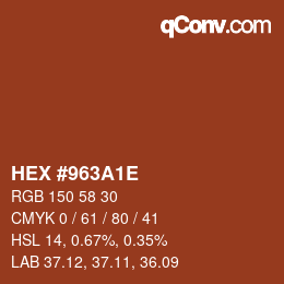 Color code: HEX #963A1E | qconv.com