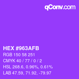 Color code: HEX #963AFB | qconv.com