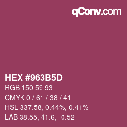 颜色代码: HEX #963B5D | qconv.com