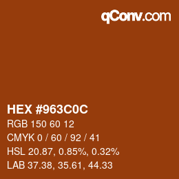 Color code: HEX #963C0C | qconv.com