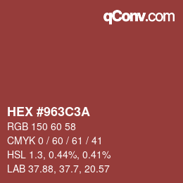 Color code: HEX #963C3A | qconv.com