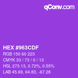 カラーコード: HEX #963CDF | qconv.com