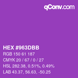 カラーコード: HEX #963DBB | qconv.com