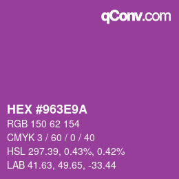 Color code: HEX #963E9A | qconv.com