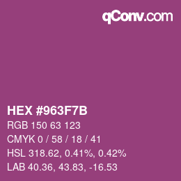 Color code: HEX #963F7B | qconv.com