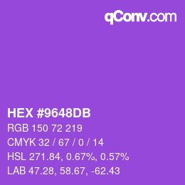 颜色代码: HEX #9648DB | qconv.com