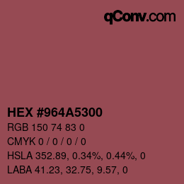 Farbcode: HEX #964A5300 | qconv.com