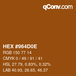 Color code: HEX #964D0E | qconv.com