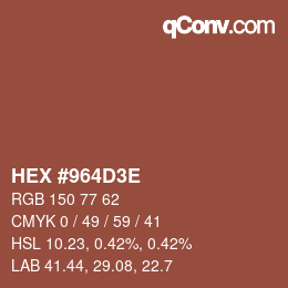 Color code: HEX #964D3E | qconv.com