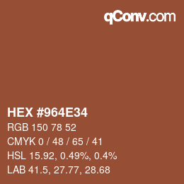 颜色代码: HEX #964E34 | qconv.com