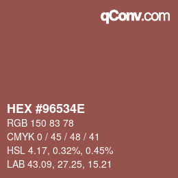 Color code: HEX #96534E | qconv.com