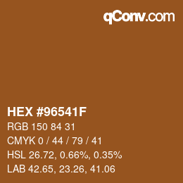 Farbcode: HEX #96541F | qconv.com