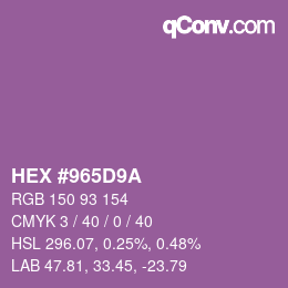 Color code: HEX #965D9A | qconv.com