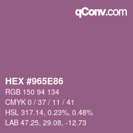 Farbcode: HEX #965E86 | qconv.com