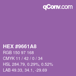 颜色代码: HEX #9661A8 | qconv.com