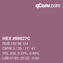 Color code: HEX #96627C | qconv.com