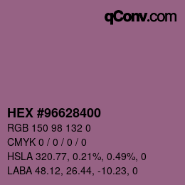 Farbcode: HEX #96628400 | qconv.com