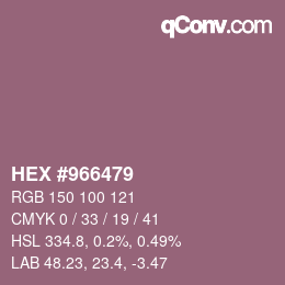 颜色代码: HEX #966479 | qconv.com