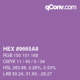 カラーコード: HEX #9665A8 | qconv.com