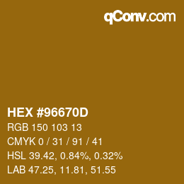 颜色代码: HEX #96670D | qconv.com