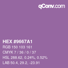 カラーコード: HEX #9667A1 | qconv.com