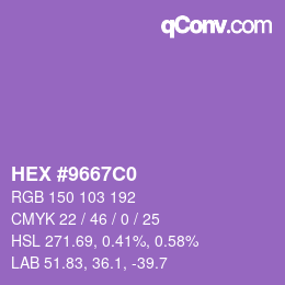 Color code: HEX #9667C0 | qconv.com
