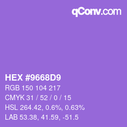 颜色代码: HEX #9668D9 | qconv.com