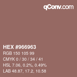カラーコード: HEX #966963 | qconv.com