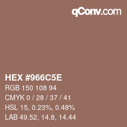 Color code: HEX #966C5E | qconv.com