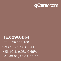 Código de color: HEX #966D64 | qconv.com