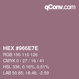 Color code: HEX #966E7E | qconv.com