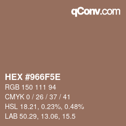 Color code: HEX #966F5E | qconv.com