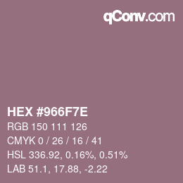 Color code: HEX #966F7E | qconv.com