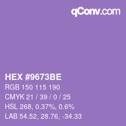 颜色代码: HEX #9673BE | qconv.com