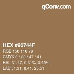 Code couleur: HEX #96744F | qconv.com