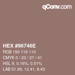 Color code: HEX #96746E | qconv.com