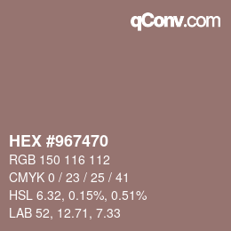 カラーコード: HEX #967470 | qconv.com