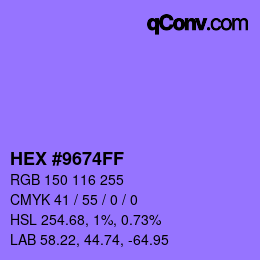 Farbcode: HEX #9674FF | qconv.com