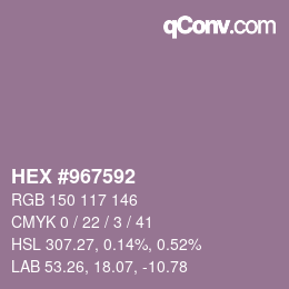 Farbcode: HEX #967592 | qconv.com