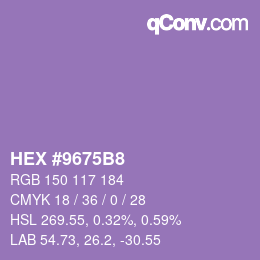 颜色代码: HEX #9675B8 | qconv.com