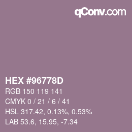カラーコード: HEX #96778D | qconv.com