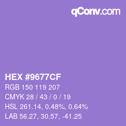 Color code: HEX #9677CF | qconv.com