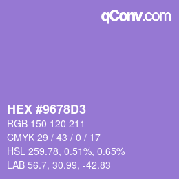 Código de color: HEX #9678D3 | qconv.com