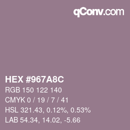 Color code: HEX #967A8C | qconv.com