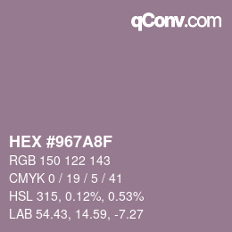 カラーコード: HEX #967A8F | qconv.com