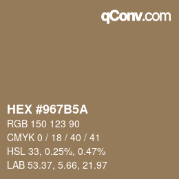 Color code: HEX #967B5A | qconv.com