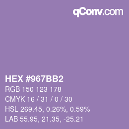 Color code: HEX #967BB2 | qconv.com